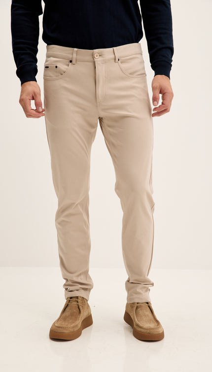 Lightweight Fitted Casual Pants - Beige