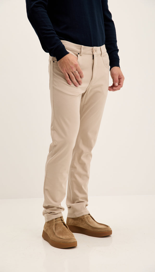 Lightweight Fitted Casual Pants - Beige
