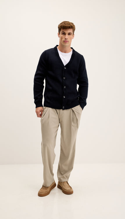 Soft Button Down Cardigan - Navy