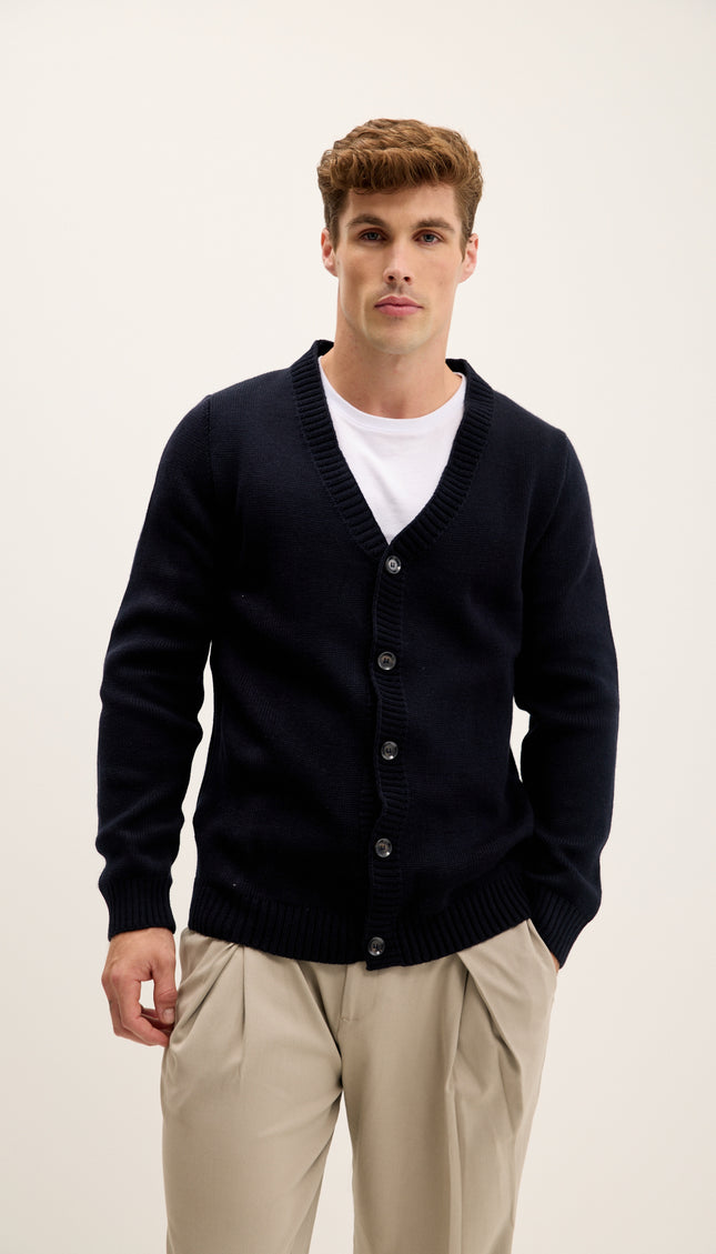 Soft Button Down Cardigan - Navy
