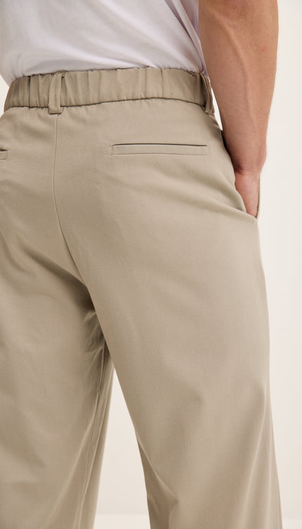 Front Flap Pleating Relaxed Trousers - Stone