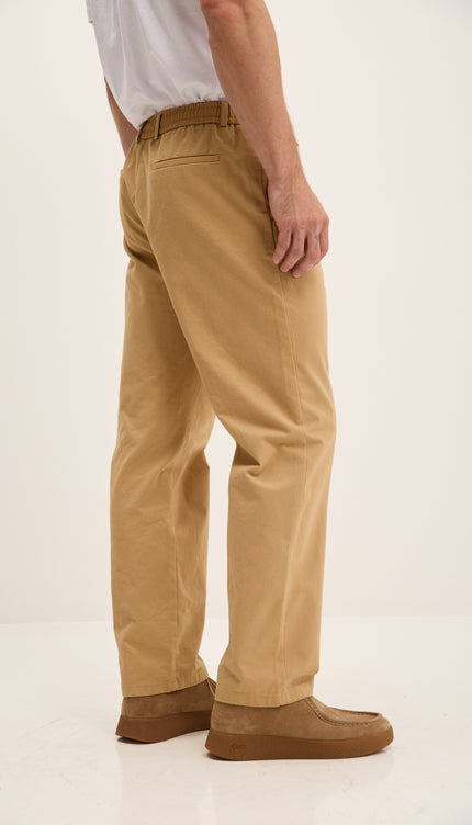 Relaxed Drawstring Casual Cotton Pants - Camel