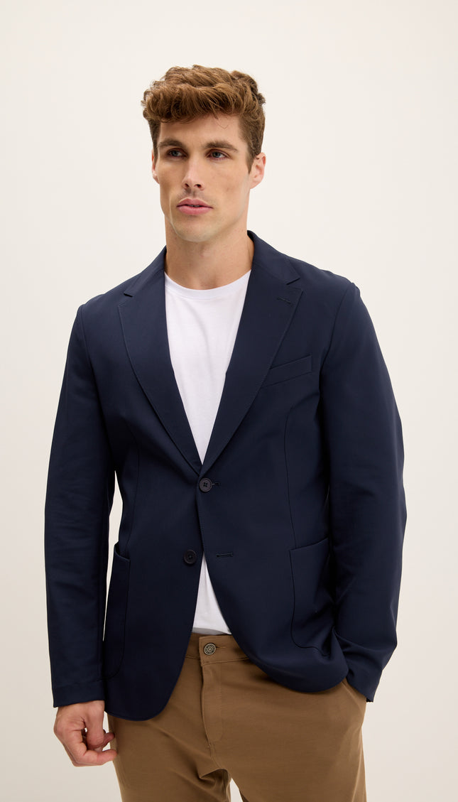 Wrinkle Free Tapered Travel Jacket - Navy