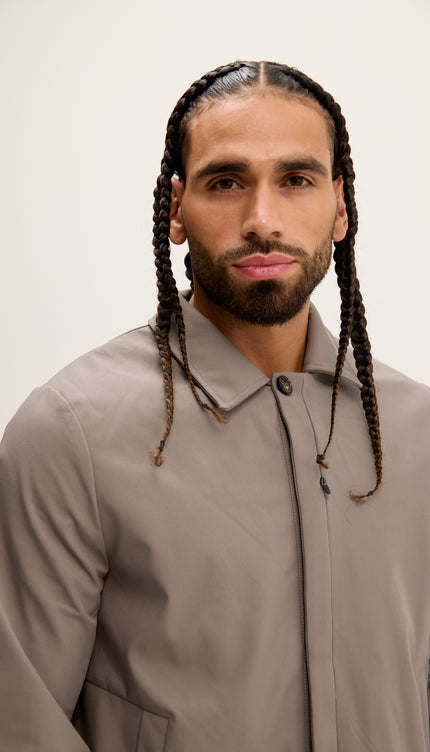 Long Lightweight Windbreaker Coat - Grey