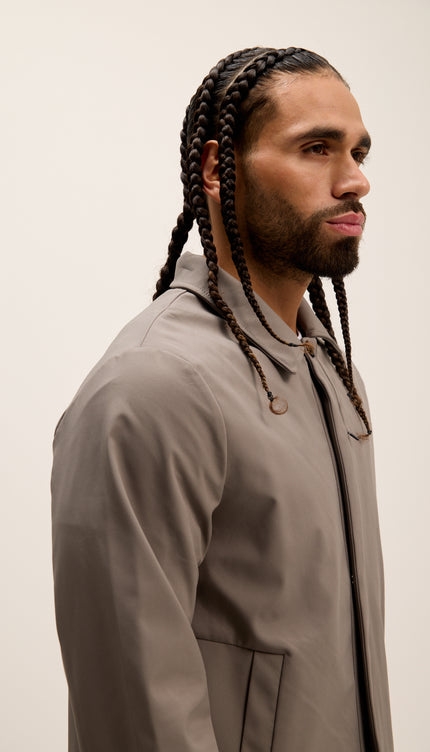 Long Lightweight Windbreaker Coat - Grey