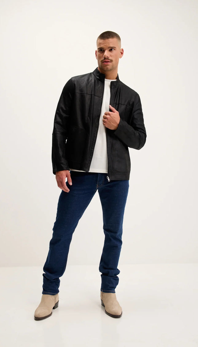 Vanguard Reversible Perforated Suede & Leather Jacket - Black