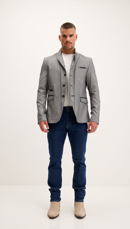 Giacca con chiusura a bottone simmetrica - Grigio