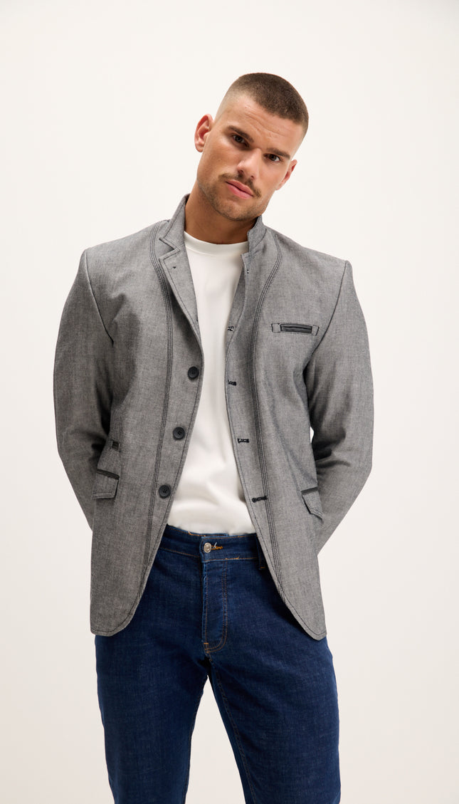 Symmetric Button Closure Jacket - Grey