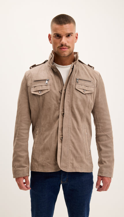 Эполетная куртка с воротником-стойкой