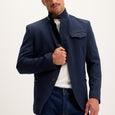 Stand Collar Sport Coat - Navy