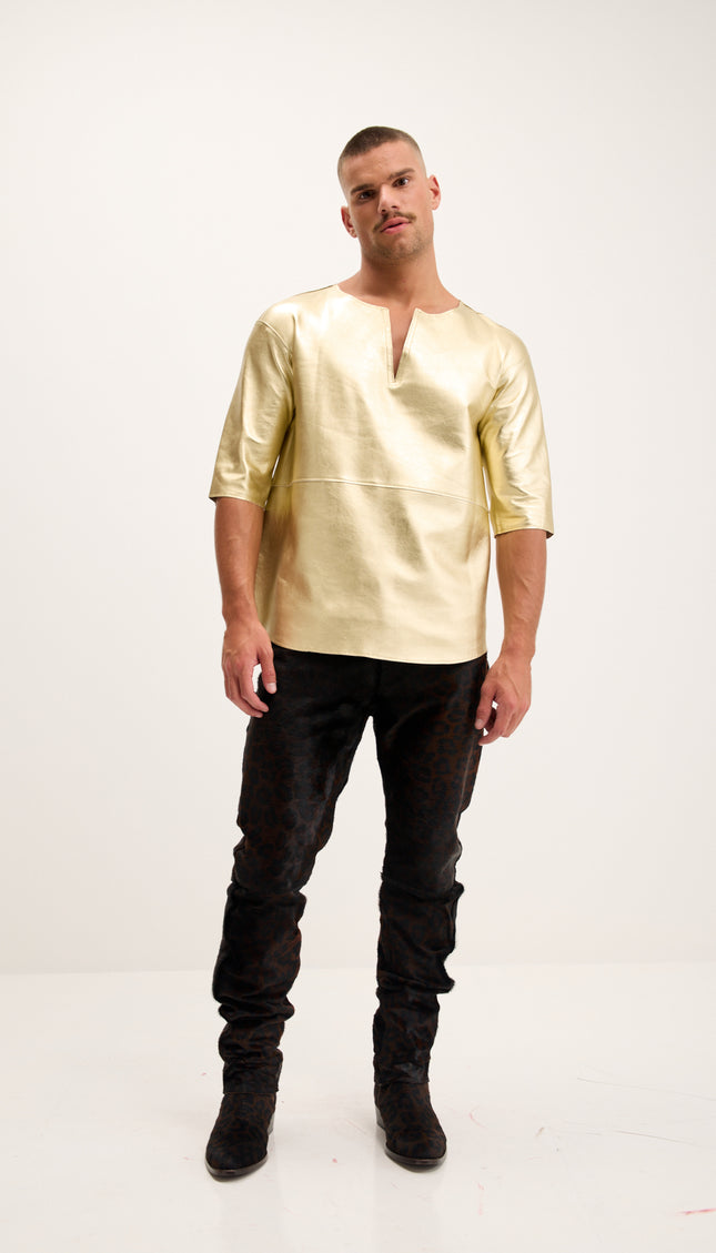 The Lambskin Leather Tank Top - Gold