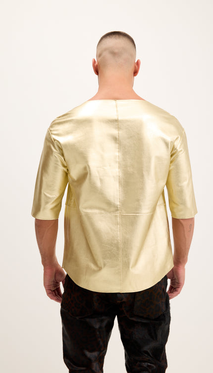 The Lambskin Leather Tank Top - Gold