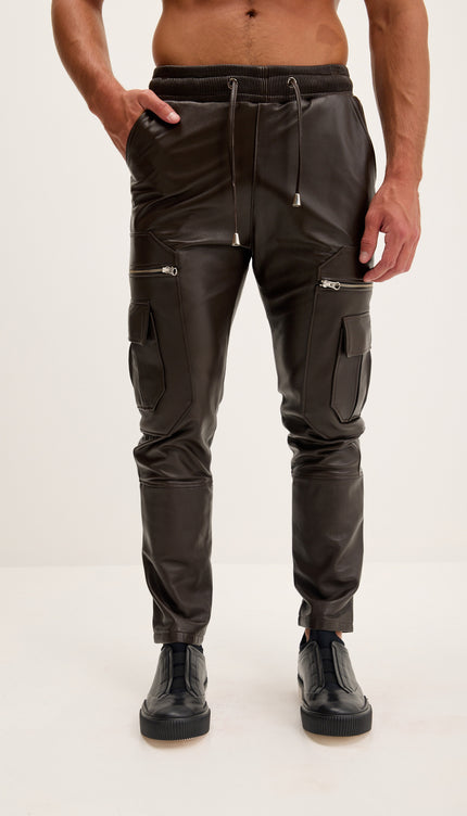 Genuine Leather Destination Joggers - Dark Brown