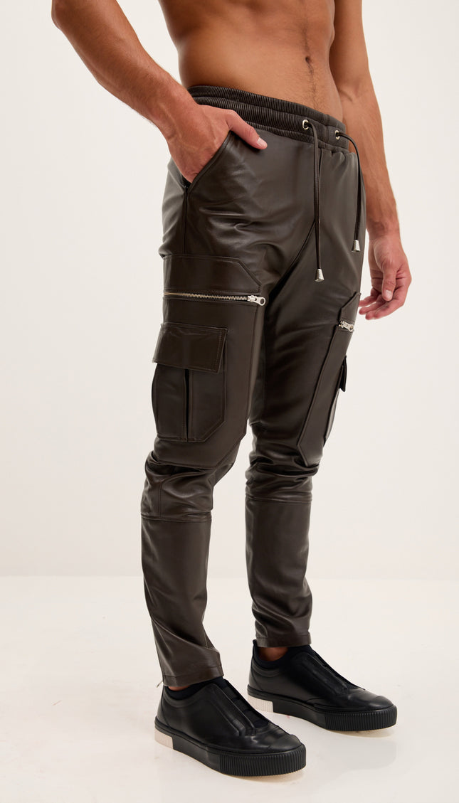 Genuine Leather Destination Joggers - Dark Brown