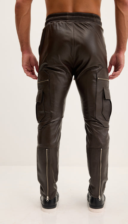 Genuine Leather Destination Joggers - Dark Brown