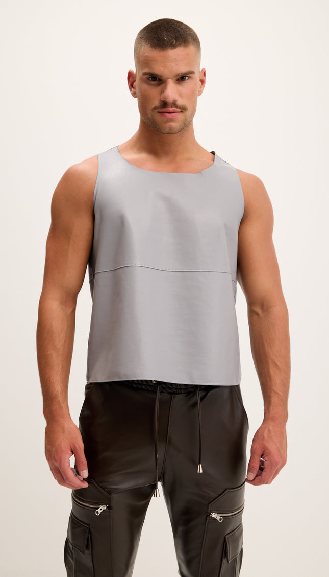 The Lambskin Leather Tank Top - Grey