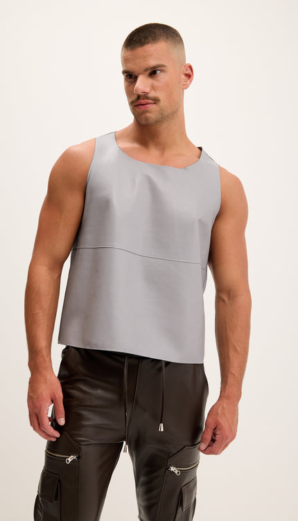 Débardeur en cuir d'agneau gris