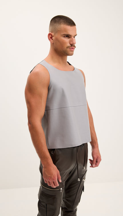 Débardeur en cuir d'agneau gris