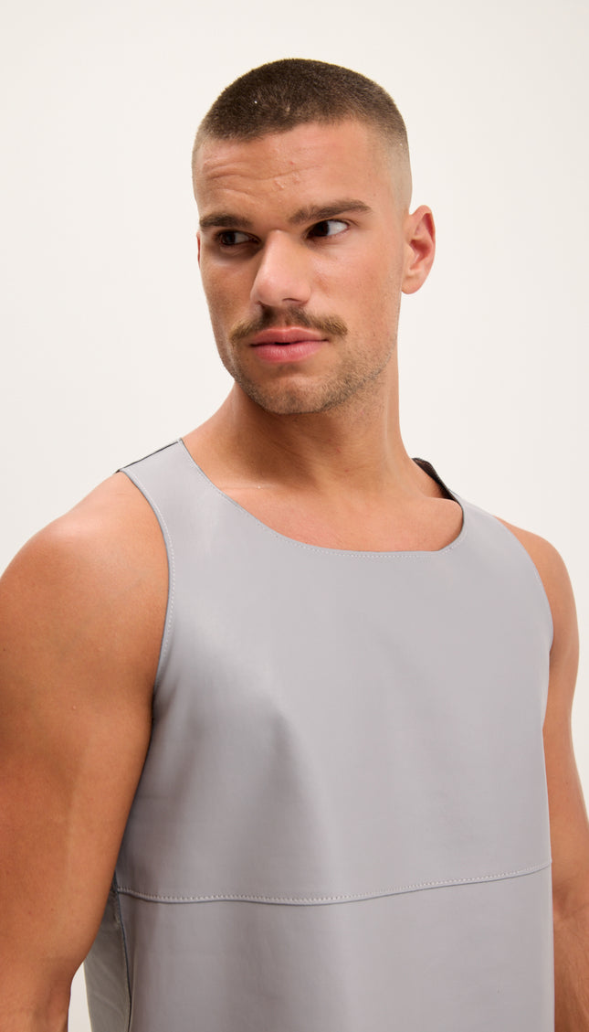 The Lambskin Leather Tank Top - Grey