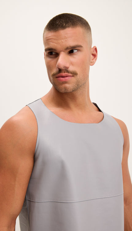 Débardeur en cuir d'agneau gris