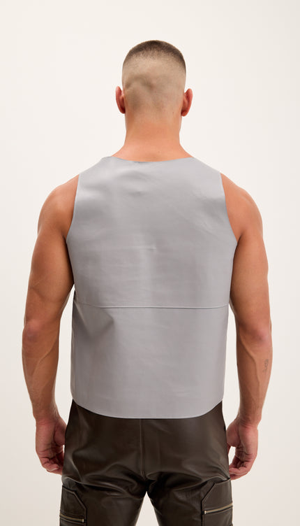 Débardeur en cuir d'agneau gris