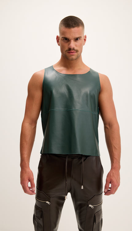 Débardeur en cuir d'agneau vert