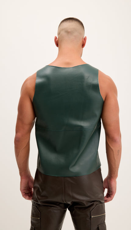 Débardeur en cuir d'agneau vert