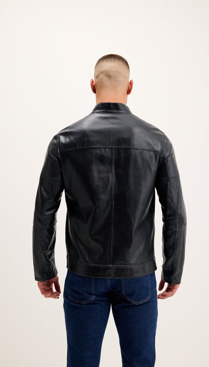 Vanguard Reversible Perforated Suede & Leather Jacket - Khaki/Navy