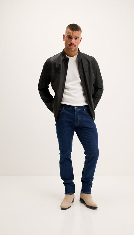 Vanguard Reversible Perforated Suede & Leather Jacket - Grey/Navy