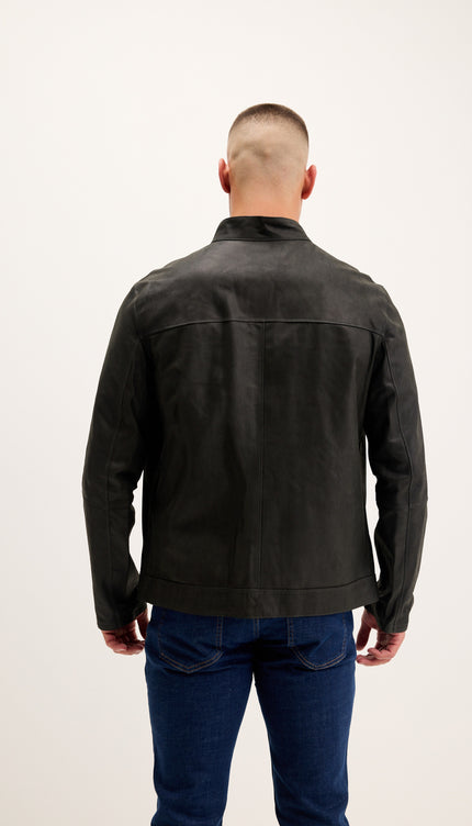 Vanguard Reversible Perforated Suede & Leather Jacket - Grey/Navy