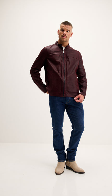Vanguard Reversible Perforated Suede & Leather Jacket - Burgundy/Navy
