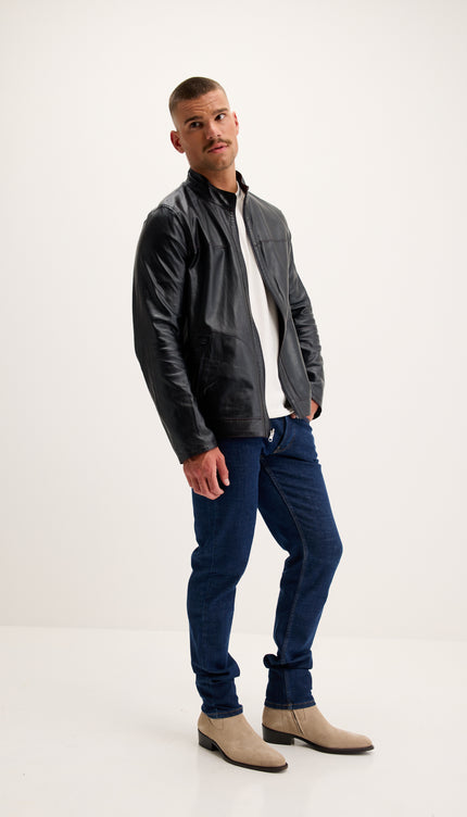 Vanguard Reversible Perforated Suede & Leather Jacket - Burgundy/Navy