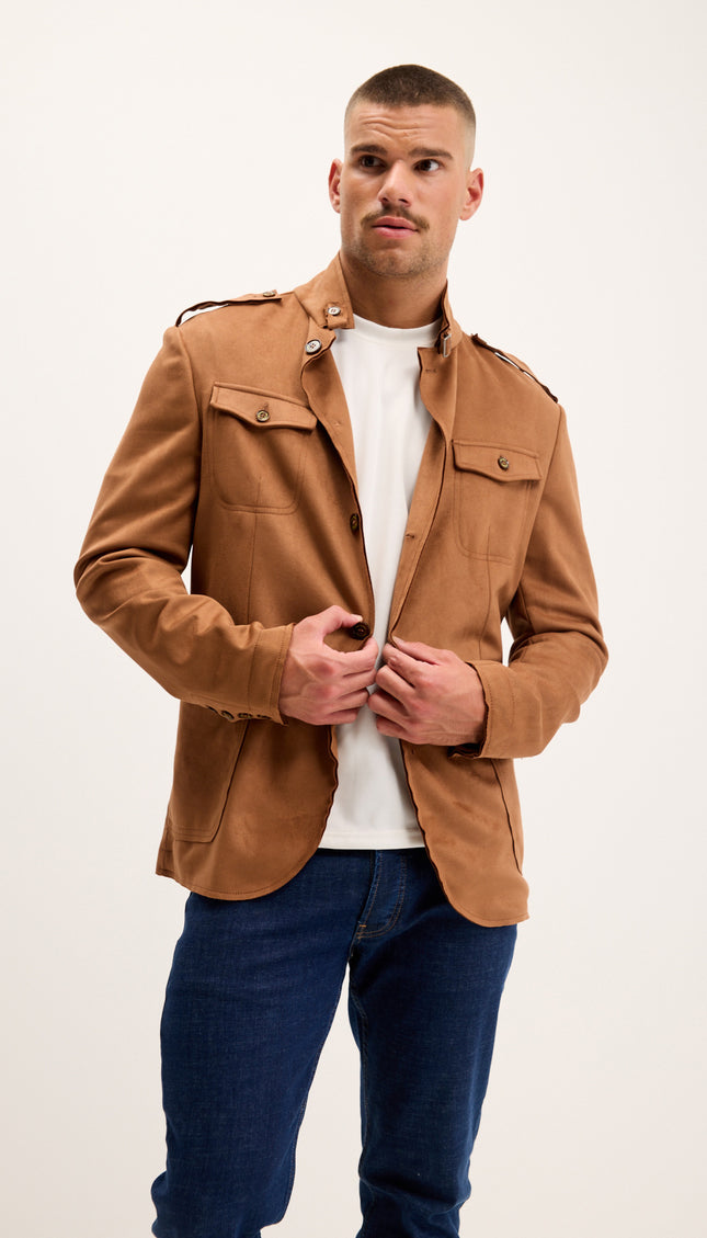 Microsuede Lightweight Safari Jacket - Camel