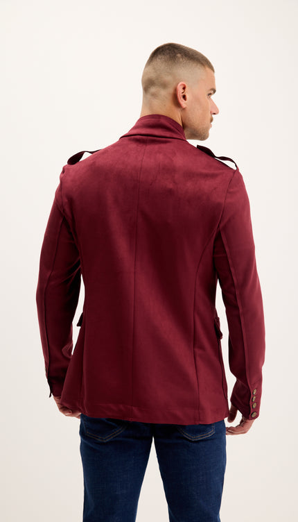 Microsuede Lightweight Safari Jacket - Wine