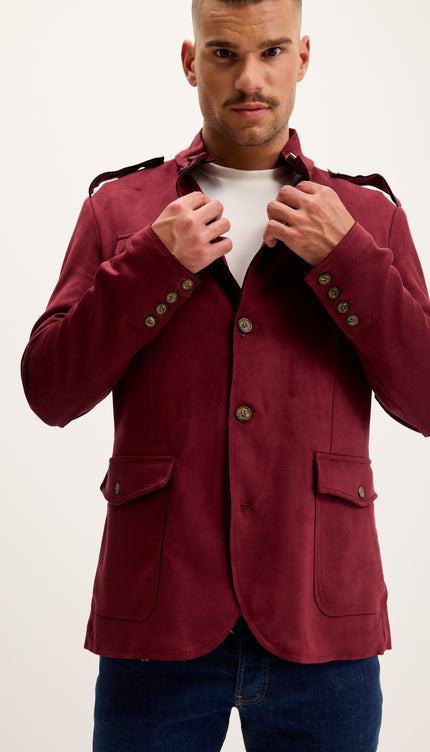 Microsuede Lightweight Safari Jacket - Wine
