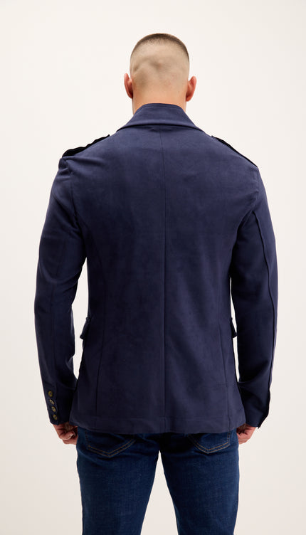 Microsuede Lightweight Safari Jacket - Navy