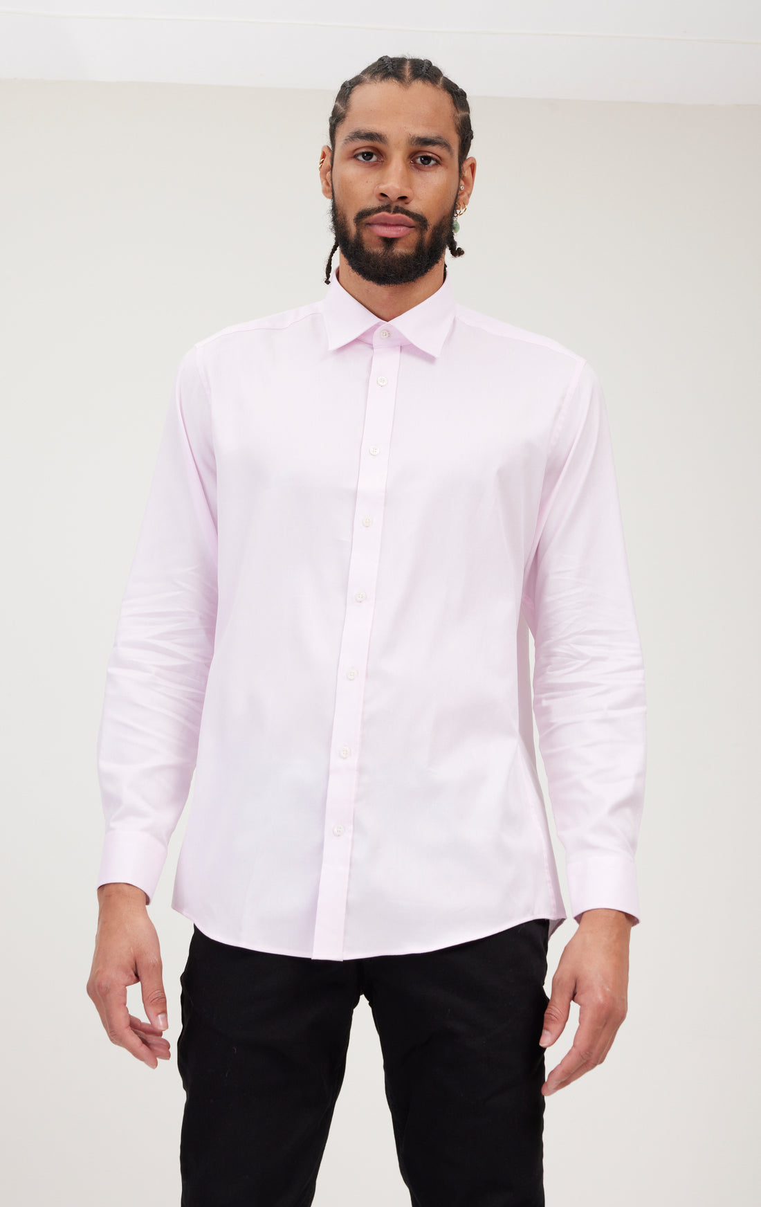 Camicia elegante strutturata con collo ampio - Rosa chiaro