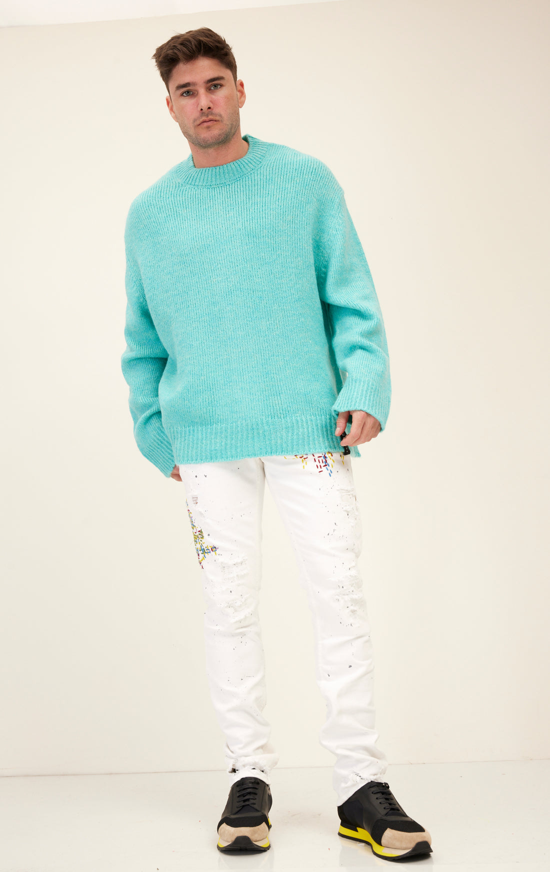 N° 9981  WOOL BLEND FLUFFY SWEATER - TURQUOISE