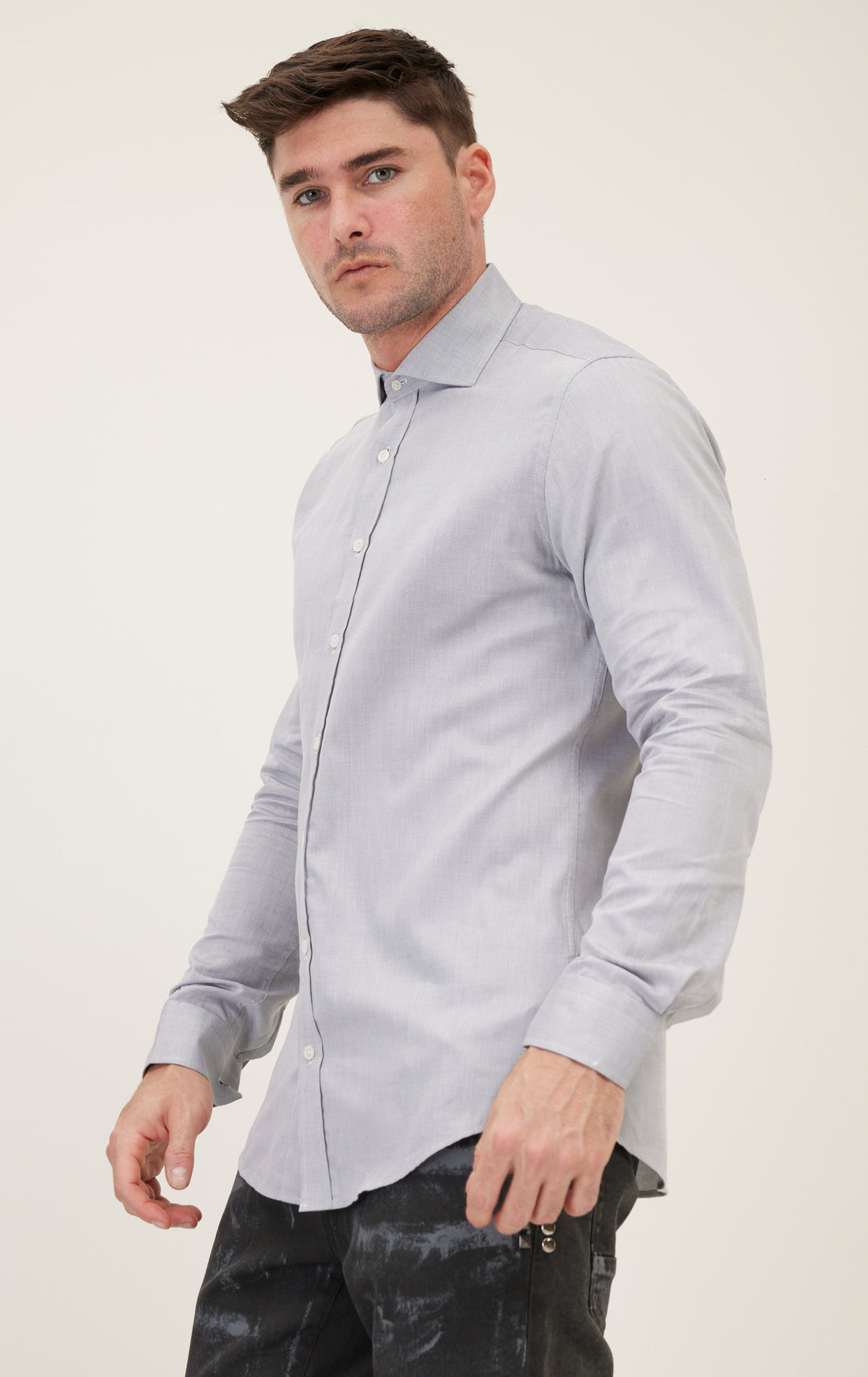 Облегающая классическая рубашка с воротником - серый