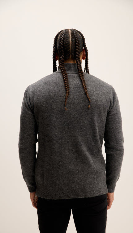 Zippered Collar Sweater - Anthracite