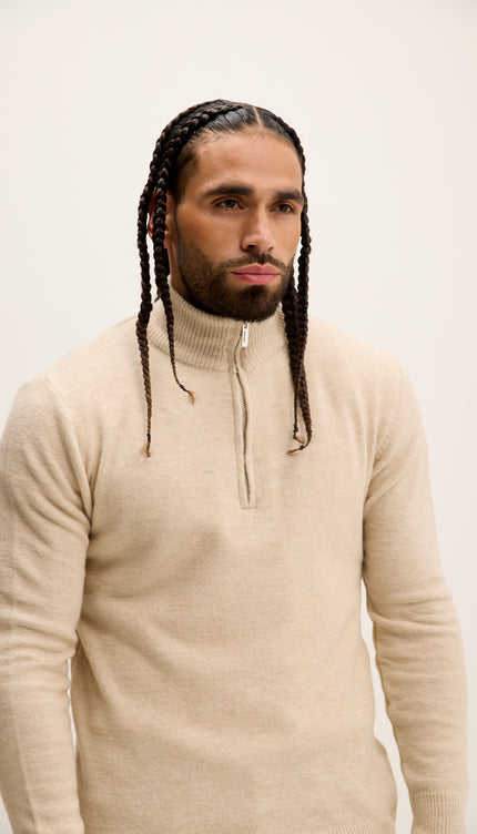 Pullover mit Reißverschlusskragen – Stein