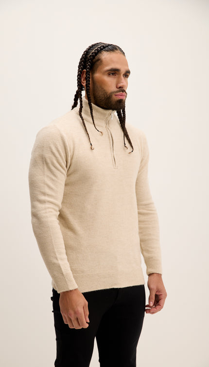 Pullover mit Reißverschlusskragen – Stein