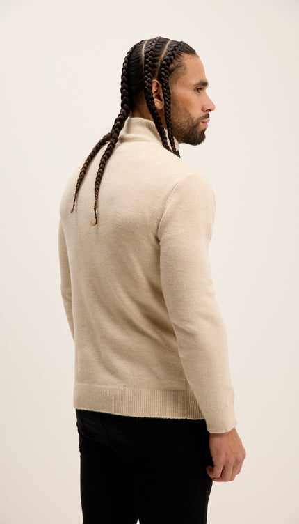 Pullover mit Reißverschlusskragen – Stein