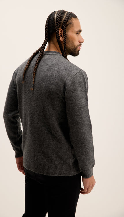 Crew Neck Preppy Fit Sweater - Anthracite