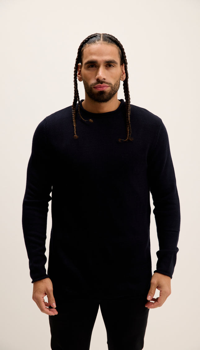 Tube Soft Pullover Sweater - Navy