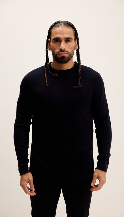 Schlauchförmiger, weicher Pullover - Marineblau