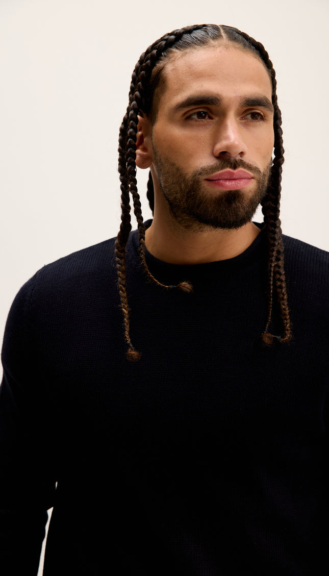 Tube Soft Pullover Sweater - Navy