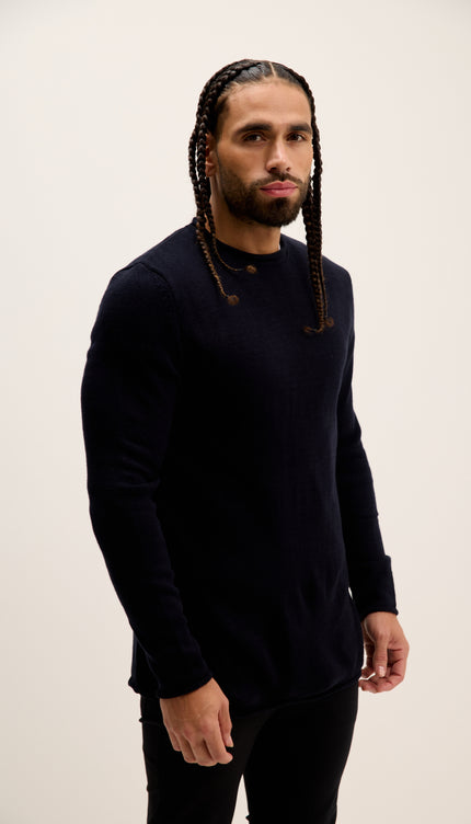 Schlauchförmiger, weicher Pullover - Marineblau