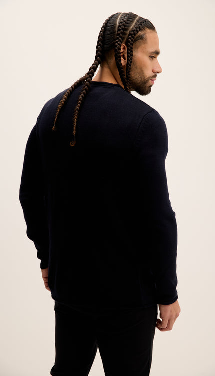 Schlauchförmiger, weicher Pullover - Marineblau