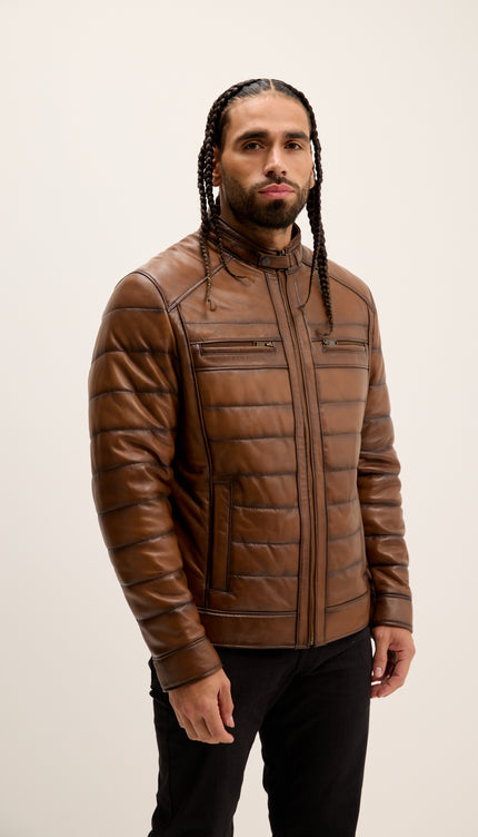 Roadster Stepplederjacke - Braunton